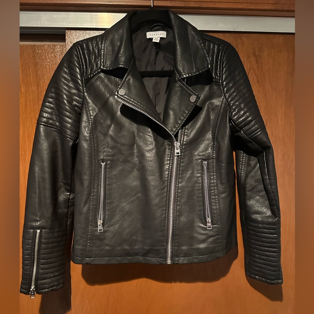Topshop faux leather moto jacket